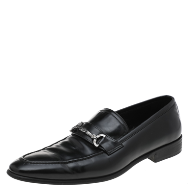 Pre-owned Dolce & Gabbana Black Leather Slip On Loafers Size 44