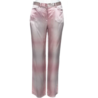 Pre-owned Emporio Armani Pink & Grey Silk Pants M