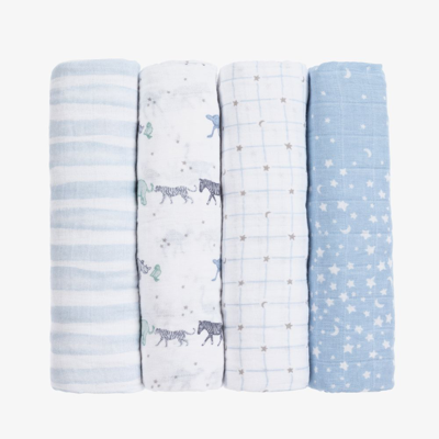 Aden + Anais Babies'  Muslin Swaddles (4 Pack) In Blue