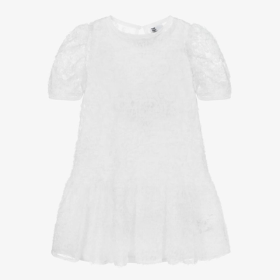 The Tiny Universe Kids' Girls White Tulle Flower Dress