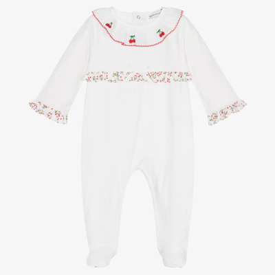 Beatrice & George Girls White Cotton Babygrow