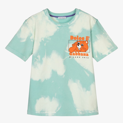 Dolce & Gabbana Babies' Boys Blue Cotton Logo T-shirt