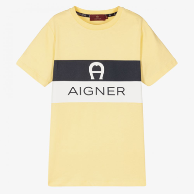 Aigner Teen Boys Yellow Logo T-shirt