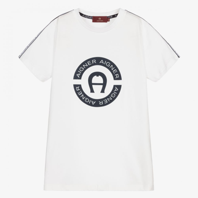 Aigner Teen Boys White Logo T-shirt