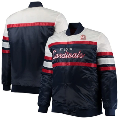 MITCHELL & NESS MITCHELL & NESS NAVY/RED ST. LOUIS CARDINALS BIG & TALL COACHES SATIN FULL-SNAP JACKET