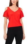 CHAUS RUFFLE COLD SHOULDER TOP