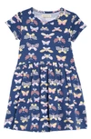 Tucker + Tate Kids' Print Short Sleeve Dress In Navy Denim Doodle Butterflies