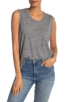 Madewell Whisper Cotton Crewneck Pocket Muscle Tank In Heather Pewter