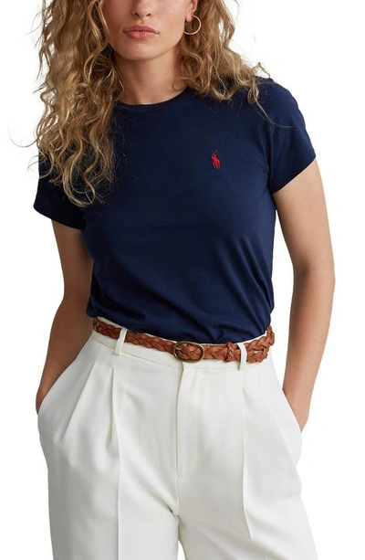 Polo Ralph Lauren Embroidered-logo Short-sleeved T-shirt In Dark Blue