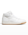 Saint Laurent Leather High-top Sneakers Perforated Detailing In White