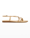 Veronica Beard Soia Metallic Braided Flat Slingback Sandals In Sand