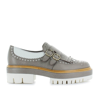 SANTONI SANTONI DOUBLE-BUCKLE PLATFORM WHITE/TAUPE MOCCASIN