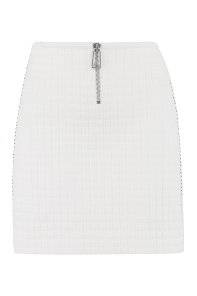 Bottega Veneta Straight Jersey Matelasse Mini Skirt In White