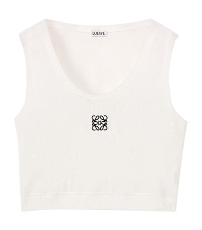 Loewe Embroidered Cropped Tank Top In White