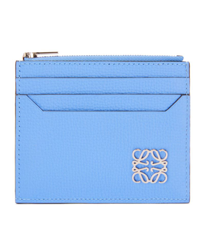 Loewe Anagram Pebbled Leather Card Holder In Celestine Blue