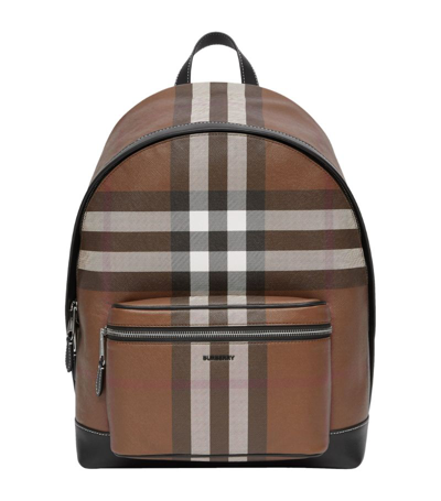 Burberry Check Backpack In Brown