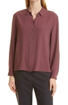 EILEEN FISHER CLASSIC COLLAR EASY SILK BUTTON-UP SHIRT