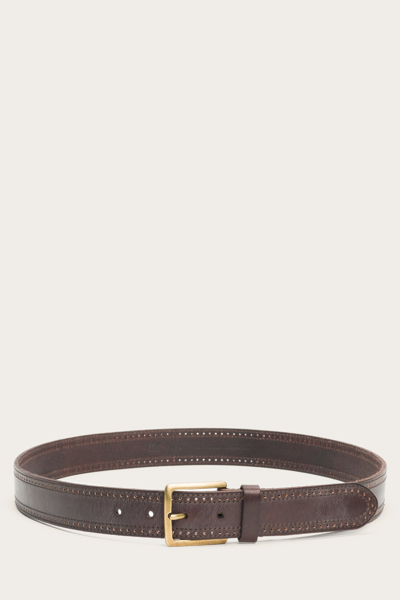 The Frye Company Double Edge Stitch Perf Belt In Brown