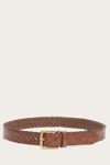The Frye Company Leather Covered Woven Belt In Tan