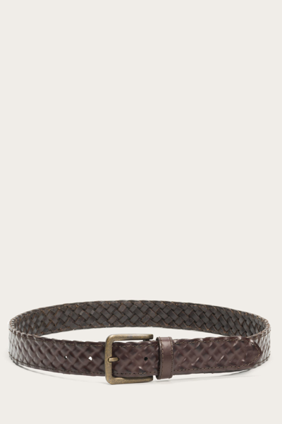The Frye Company Leather Covered Woven Belt In Brown