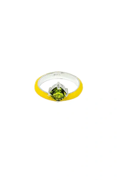 Fry Powers Unicorn Rainbow Gem + Enamel Ring In Sunshine & Peridot