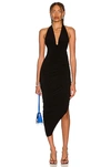 NORMA KAMALI HALTER SIDE DRAPE GOWN