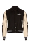 Amiri Black & Off-white Bones Varsity Jacket In Black