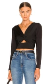 KRISA TWIST FRONT CROP TOP LONG SLEEVE