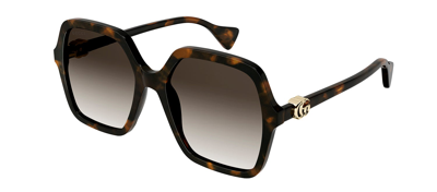 Gucci Gg1072sa 002 Oversized Square Sunglasses With Mini Running In Brown
