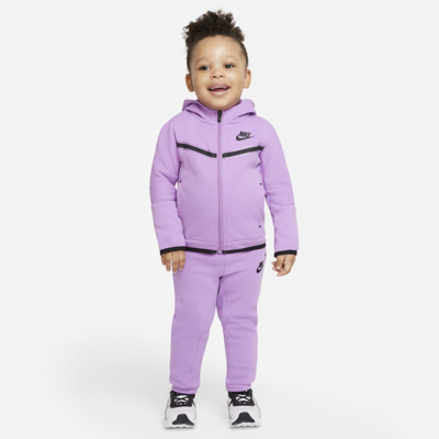 Nike Sportswear Tech Fleece Baby Full-zip Hoodie And Pants Set In Violet Shock