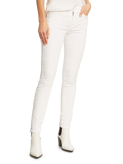 7 For All Mankind ® Braided Trim Ankle Skinny Jeans In Clean White