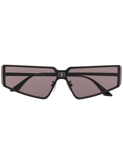 Balenciaga Shield 2.0 Black Rectangle-frame Sunglasses