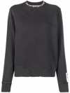 Golden Goose Athena Crystal Embellished Distressed Cotton Sweatshirt In Grey