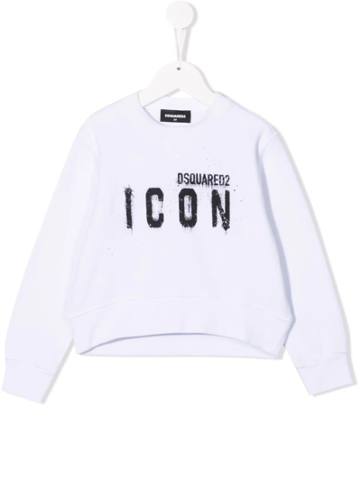 Dsquared2 Kids' Icon Print Sweatshirt In White