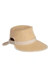 Eric Javits Sun Crest Packable Hybrid Straw Fedora Visor In Peanut