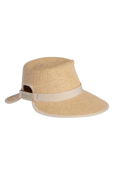 Eric Javits Sun Crest Packable Hybrid Straw Fedora Visor In Peanut