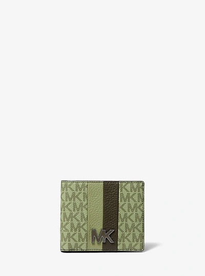 Michael Kors Hudson Logo Stripe Billfold Wallet In Natural