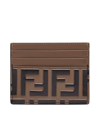 FENDI FLAT BUSINESS CARD HOLDER IN BROWN LEATHER