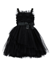 Twinset Teen Tulle Tie-waist Dress In Black