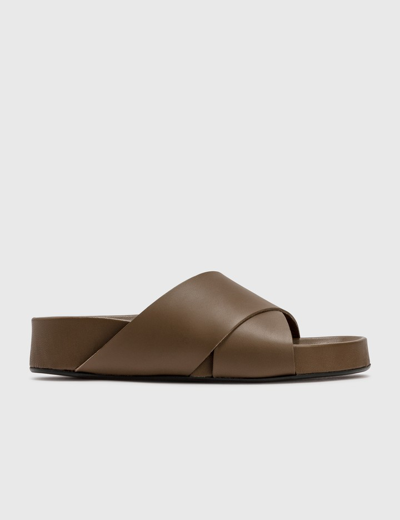 Atp Atelier Urbino Cross Strap Sandals In Brown
