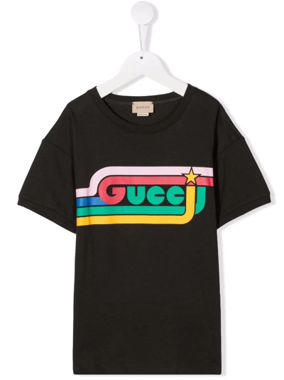 Gucci Kids' Logo-print T-shirt In Grey