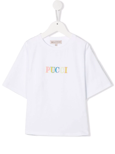 Emilio Pucci Junior Teen Logo-print Short-sleeved T-shirt In White
