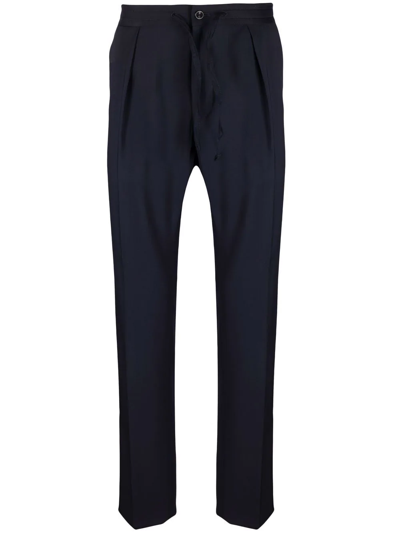 Incotex Tapered Virgin-wool Trousers In Blue