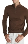 Reiss Blackhall Funnel Neck Half Zip Sweater In Toffee Brown