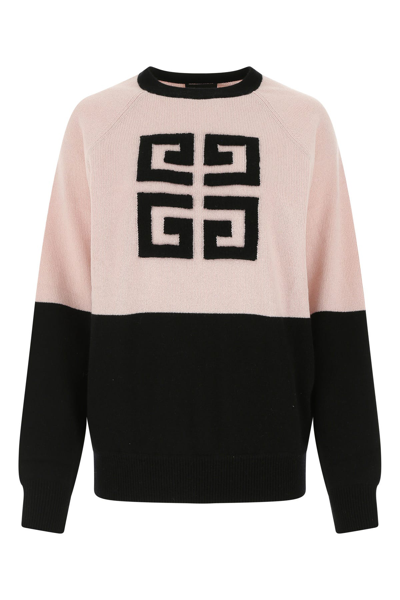 Givenchy 4g Logo Intarsia Bicolor Cashmere Jumper In Black,pink