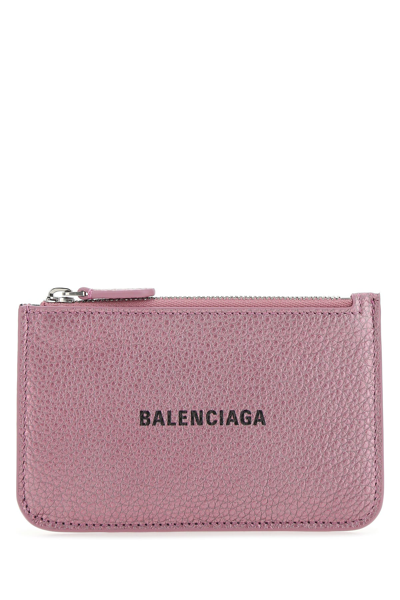 Balenciaga Dark Pink Leather Card Holder Pink  Donna Tu