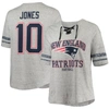 PROFILE MAC JONES HEATHERED GRAY NEW ENGLAND PATRIOTS PLUS SIZE LACE-UP V-NECK T-SHIRT