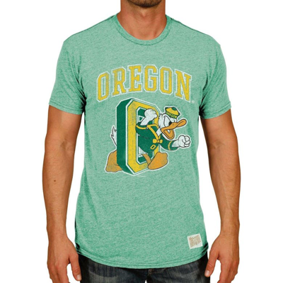 Retro Brand Original  Heather Green Oregon Ducks Vintage School Over Donald O Tri-blend T-shirt