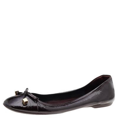 Pre-owned Louis Vuitton Amarante Patent Leather Ballet Flats Size 40.5 In Burgundy