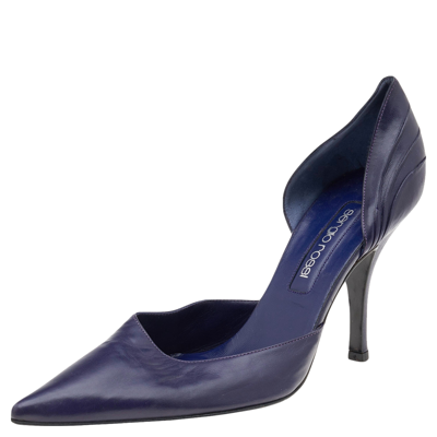 Pre-owned Sergio Rossi Purple Leather Pointed Toe Pumps Size 40